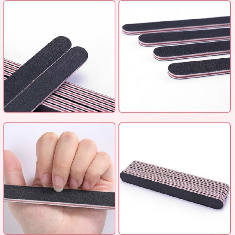 5 Stks/set Schuren Files Buffer Block Black Nail Art Schuurpapier Bestand Buffer Voor Salon Manicure Uv Gel Polijstmachine Nail Gereedschap