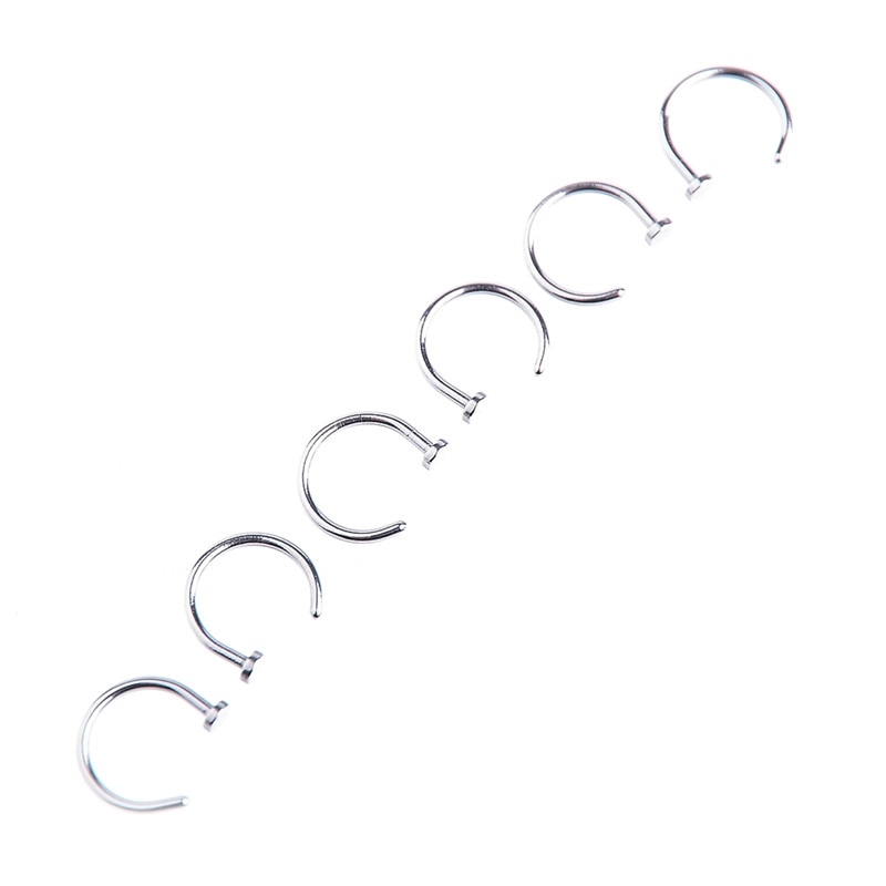 10pcs 6mm 8mm 10mm Small Thin Alloy Open Nose Hoop Ring Stud Body Jewelry Piercings Nail For Women Ladies Personality Feature