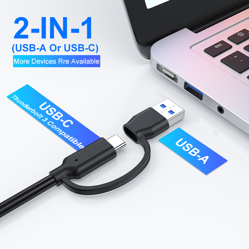 RSHTECH 7-portowy koncentrator USB C z portami USB-C 3.2 10 Gb/s Indywidualne przełączniki dotykowe Zasilacz 5 V/3 A Rozdzielacz USB do laptopa