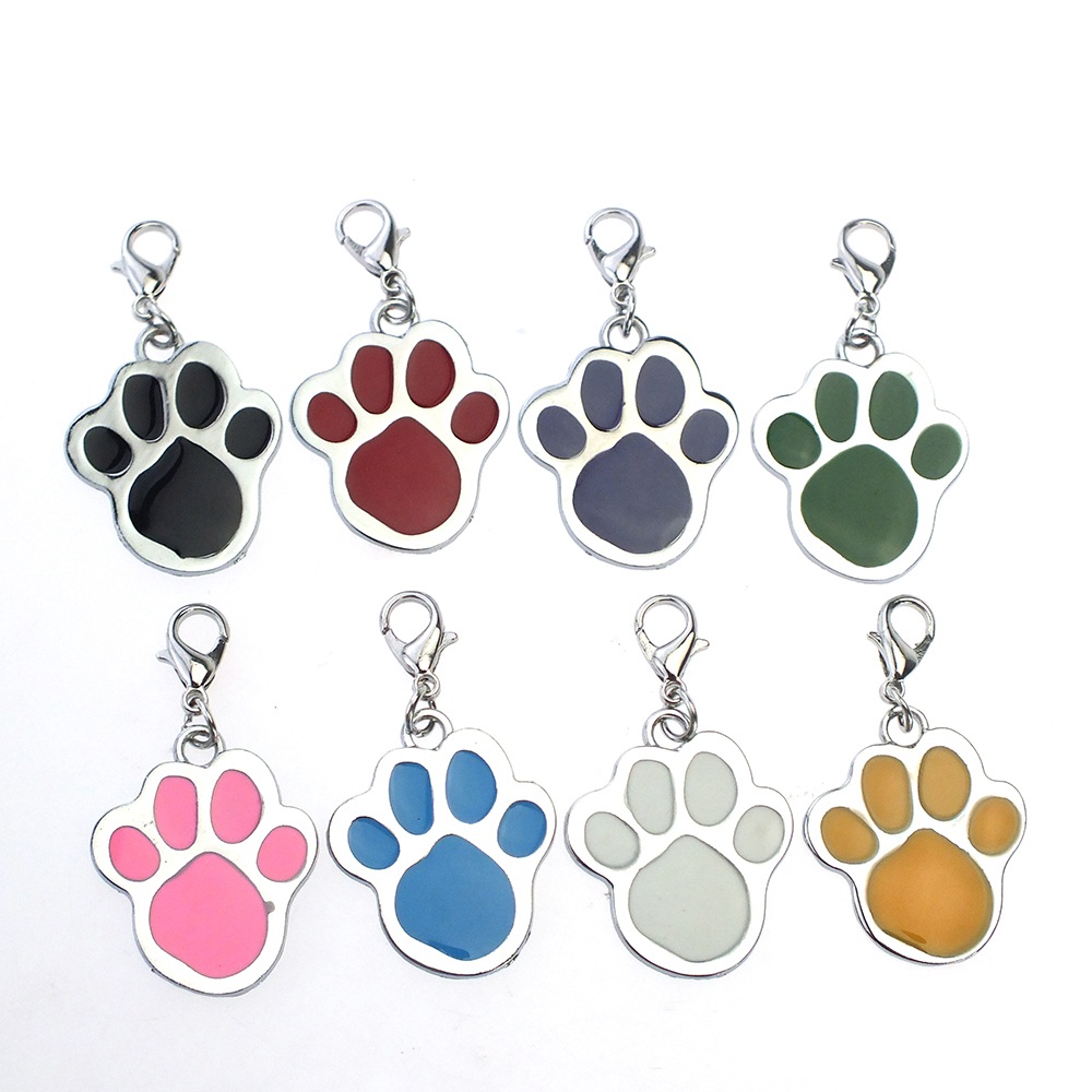 Etiquetas de identificación para perros, etiqueta de identificación, Metal sólido, garra de huellas de mascotas, Collar para perro, colgantes decorativos, accesorios para mascotas, gatos, CZ0001