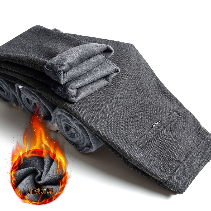 Vinterbukser til menn uformelle tykke pelsbukser varme joggebukser fleece elastiske bukser hettegenser joggebukser  w28-38