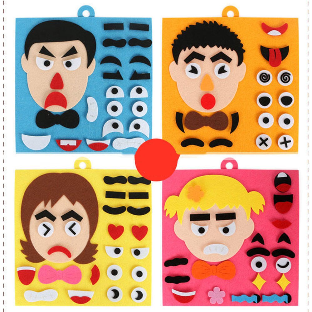 DIY Dad Mom Family Facial Expression Puzzle Parent-Child Game Toy Children Early Education Fabric Material Hand Tool