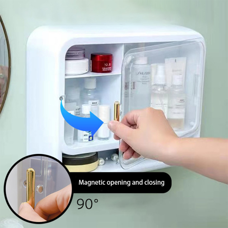 Boîte de rangement murale pour cosmétiques, organisateur de maquillage, résistant à l'eau et à la poussière, support de rangement pour rouges à lèvres, bijoux, poinçon gratuit