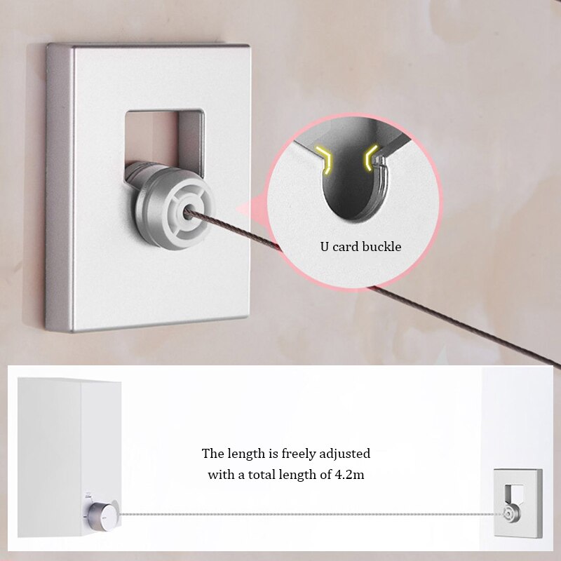 Invisible Clothesline Retractable Clothes Dryer Hanger Telescopic Stainless Steel String Hanging Laundry ClothesLine for Balcony