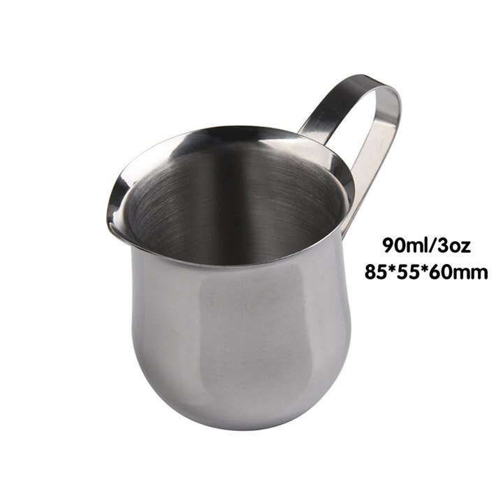 4YANG Acero inoxidable café taza de leche Frothing jarra 60/90/150/240ml Barista Craft leche Frothers Latte arte Pull Flower Cup: 90ml