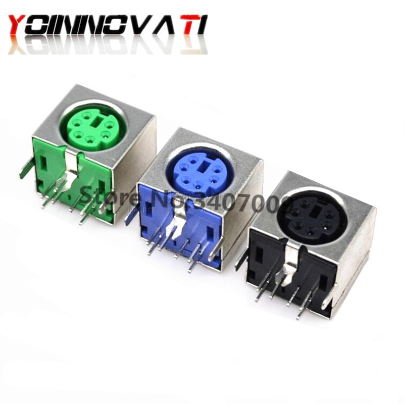 10pcs Keyboard Socket PS/2 PS 2 Female Socket Jack Connector on PCB Black/green/purple 6 Pins PS2 Socket YOINNOVATI