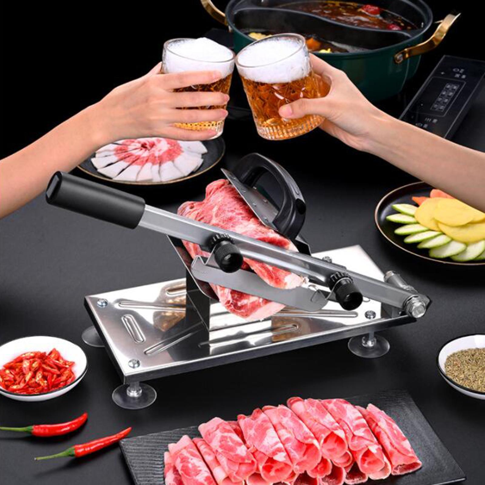 Manual Meat Slicer Stainless Steel Sushi Vegetable Beef Mutton Roll Slicing Machine Meat Cutter for BBQ Cooking Home Kitchen