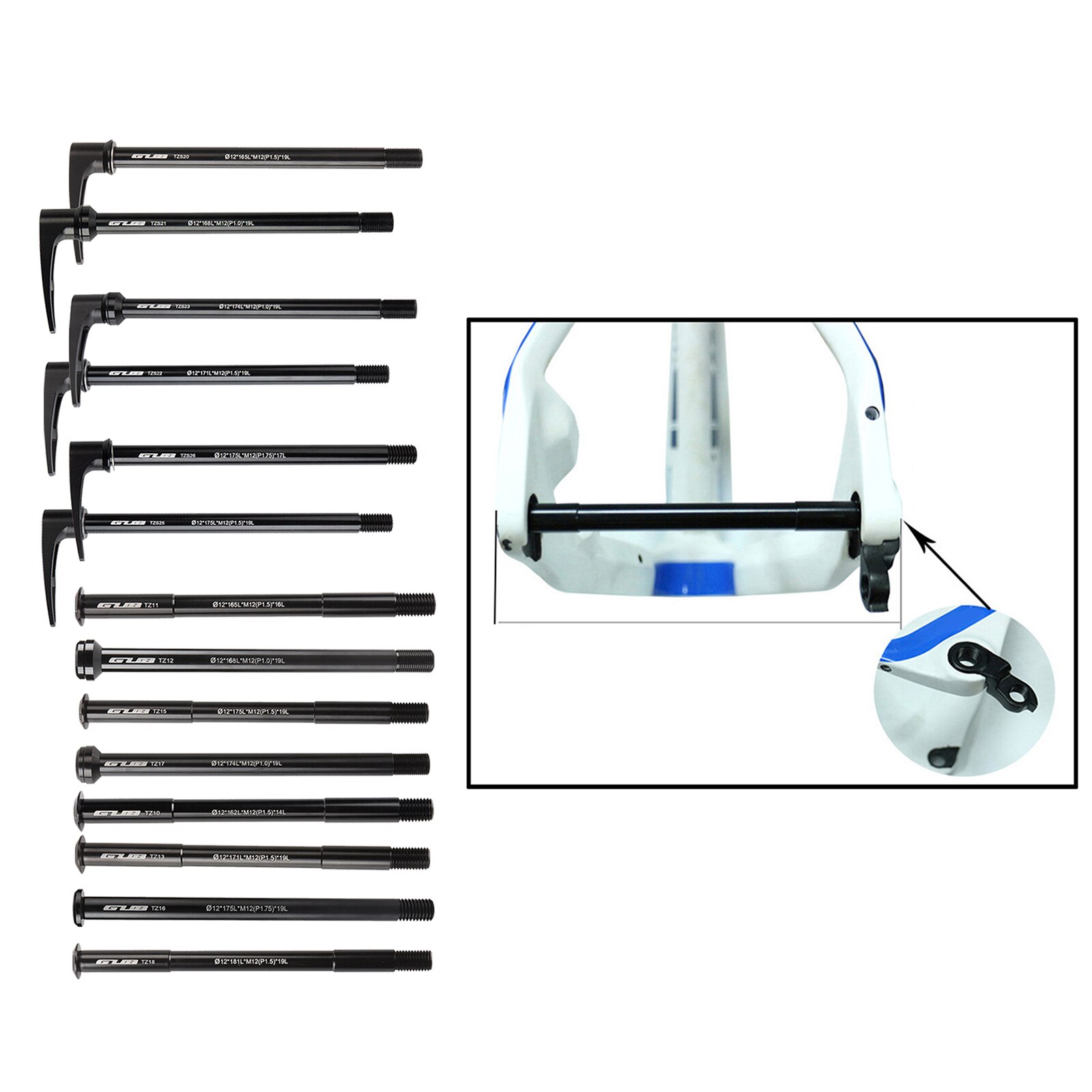 Bicycle Thru Axle Bike Quick Release Mountain Bike Hubs Tube Shaft Skewers Rear Axle 12x142 12x148 M12 P1.75 P1.5 P1.0 Axle