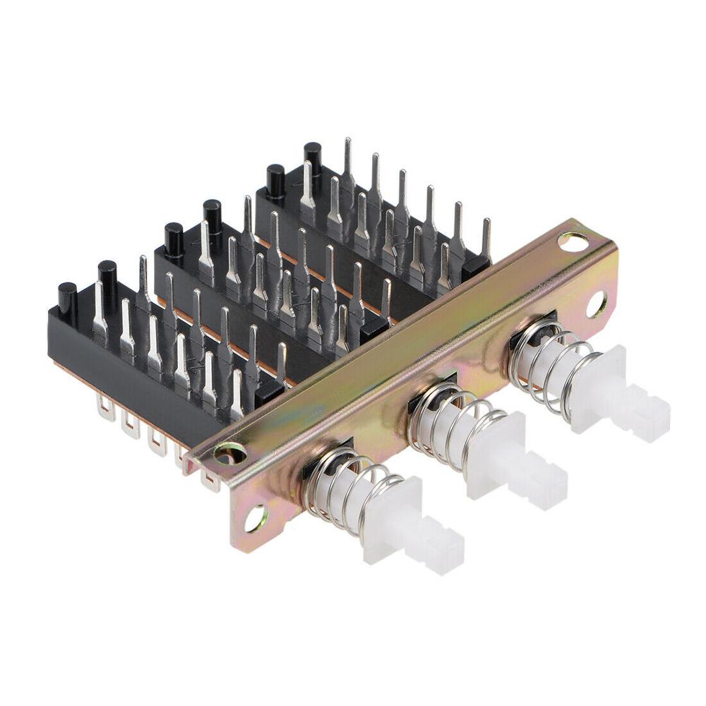Interlock Push Button Switch Piano Type 4PDT 12 Pin 3 Row