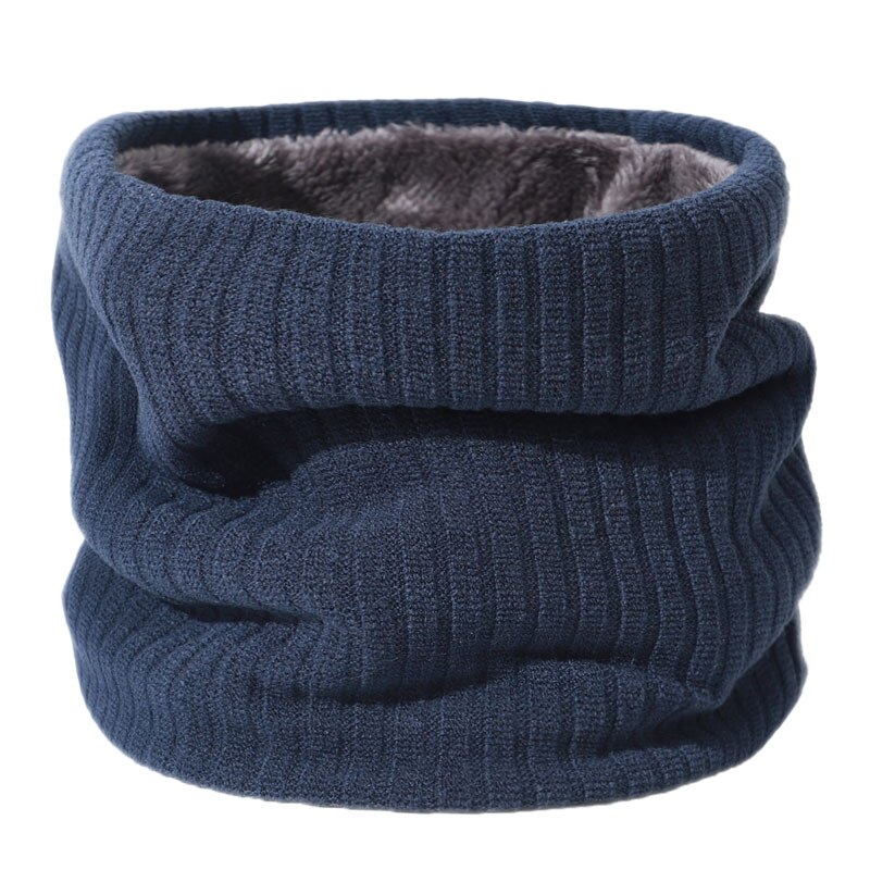 Foulard à rayures épaisses pour femmes et hommes, en velours, écharpe couleur unie, bonnet pour l'extérieur, protège cou, oreilles, bonnet d'hiver,: Navy