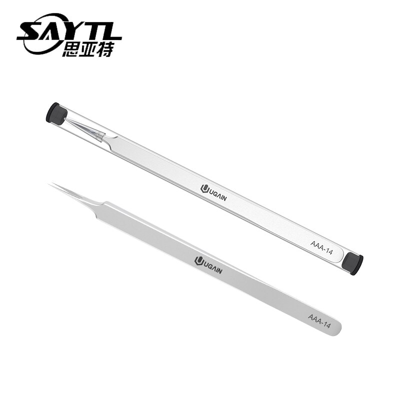 Metal anti-static straight tip tweezers sharp point Lengthen precision welding electronic ESD tweezers for soldering smd tool