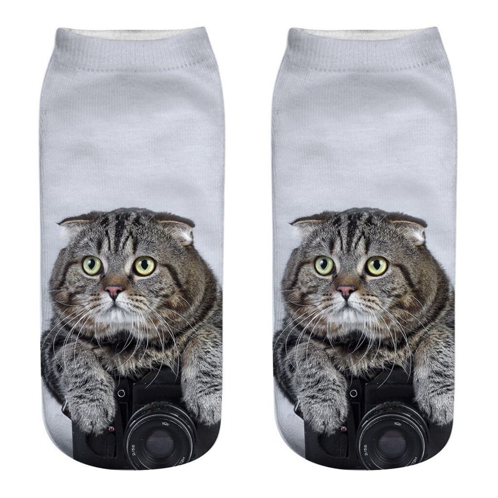 #30 Funny Socks Women Men 3d Novelty Crazy Funny Cat Ankle Socks Cute Colorful Cartoon Low Cut Socks Kobieta Skarpety: H