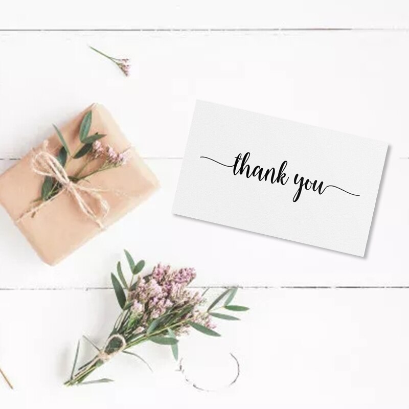 Wit Dank U Kaarten 50 Stuks Bericht Groet Zwarte Letters Note Kaart Voor Bruiloft Formele Zakelijke Afstuderen Kleine Kaart Q84D