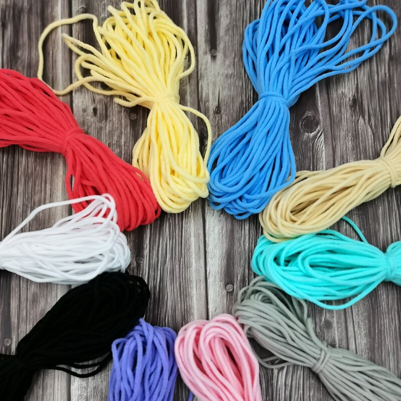 Banda elástica de colores para Costura de mascarillas, cordón elástico de Goma de 3mm, accesorios para manualidades