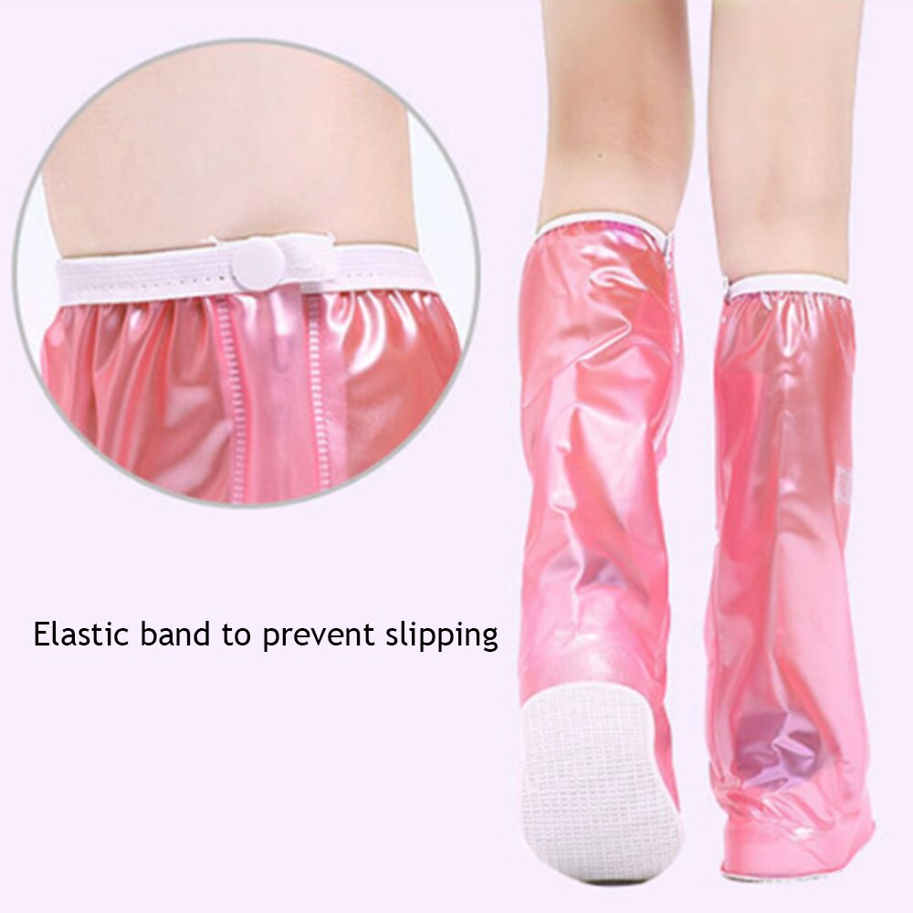 Children's Waterproof Rainwater Reusable Shoe Cover Non-slip Zipper Rain Boots Overshoe High Shoe Cover