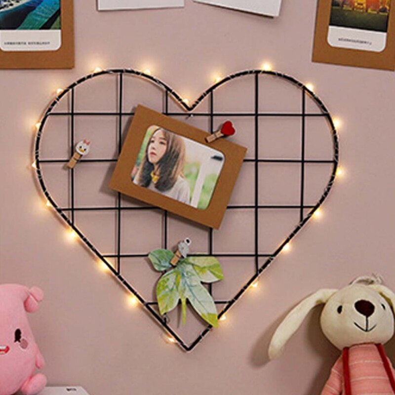 4 Stuks Nordic Hart Mesh Grid Diy Muur Foto Ansichtkaarten Foto Display Organizer J78C