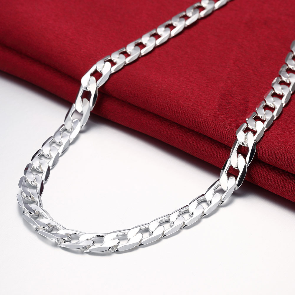 Speciale aanbieding zilverkleurige ketting voor heren 20/24 inch klassieke 8 mm ketting luxe sieraden bruiloft kerstcadeaus