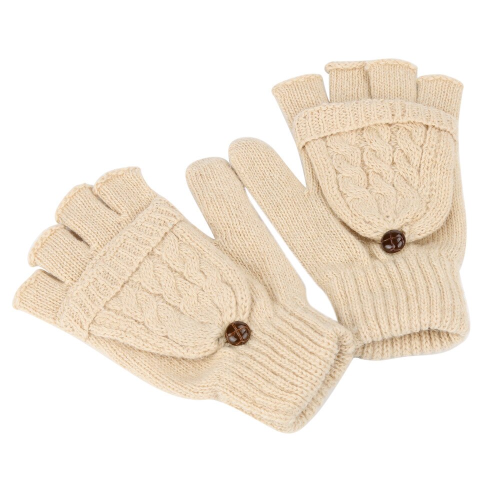 Meisje Winter Handschoenen Effen Twist Gebreide Wollen Flip Cover Vingerloze Handschoenen Zachte Warme Handschoenen Wanten guantes invierno luvas de inverno