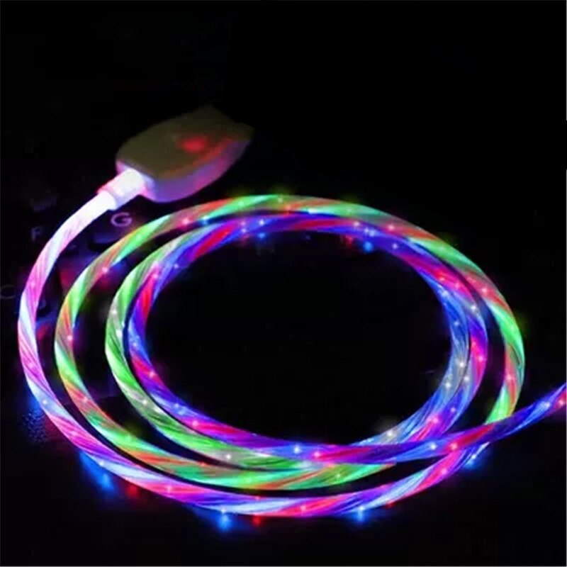 Led Glow Vloeiende Gegevens Usb Charger Type C/Micro Usb-oplaadkabel Voor Iphone X Voor Samsung Lading Draad koord