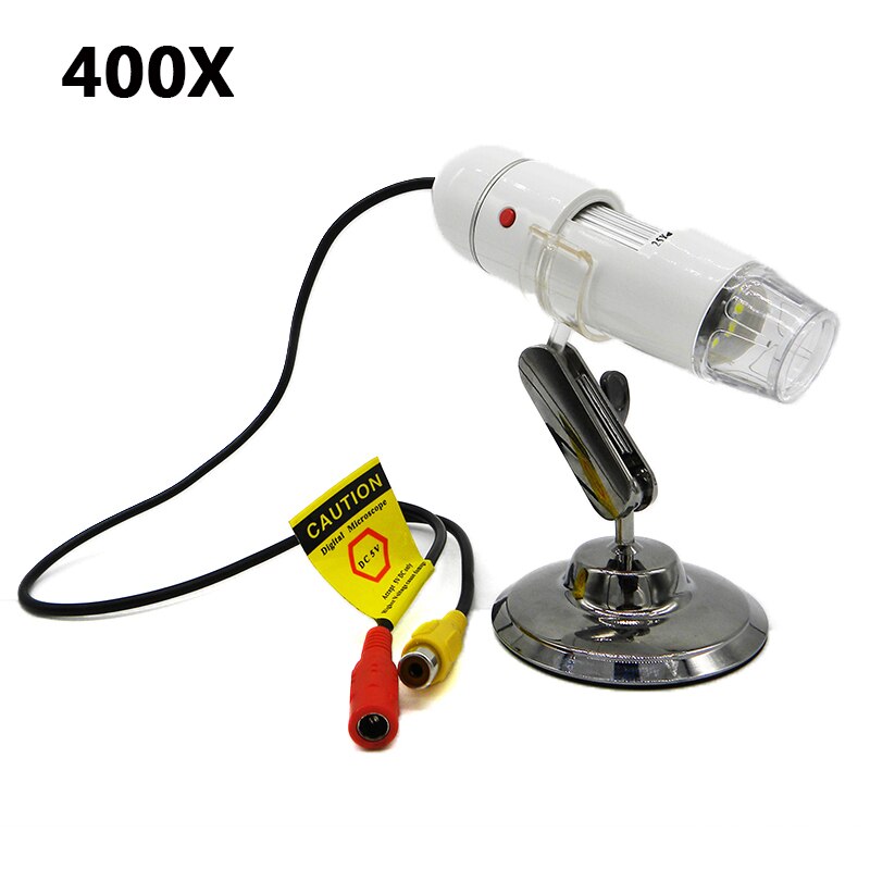 400X-1000X USB Microscope Coms Sensor TV/AV Interface Digital Microscope for Electronics With 8 LEDs Bracket: TV400X