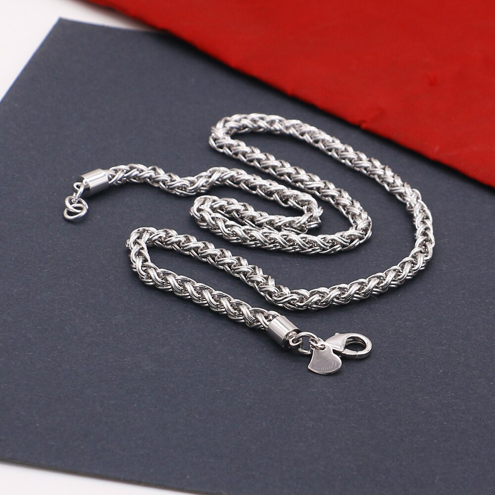 Joyería de plata de para hombre, Collar de plata 100% 925, de patrón tejido, cadena de plata sólida, tamaño 5mm 51cm, de cumpleaños, Bisutería