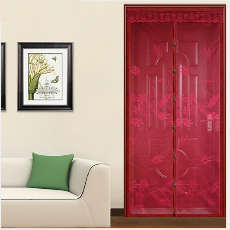 Hoogwaardige Stof Zomer Anti-muggen Magnetische Zachte Hordeur Gordijn Insect Mesh Fly Bug Beschermen Encryptie 100x210 CM Coffe: RED / 100x210cm