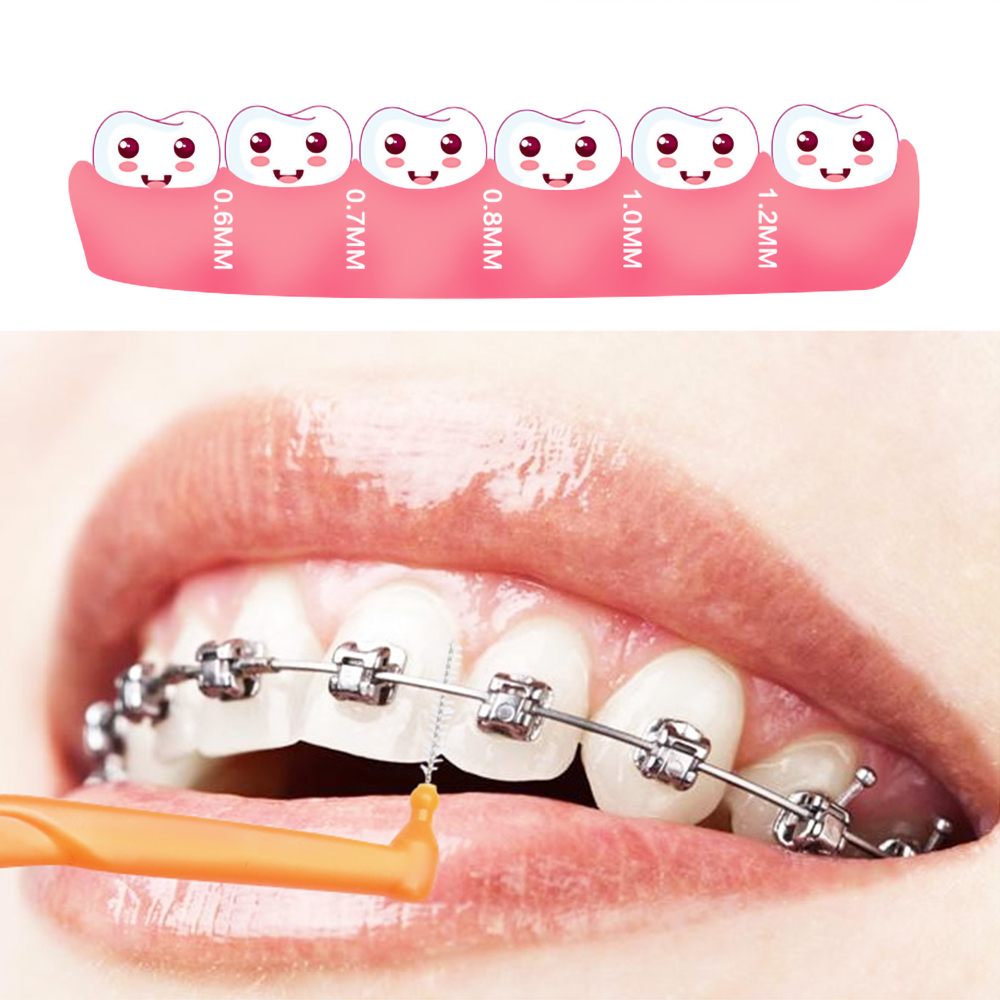 Cofoe interdentalbørste fin ståltråd l-formet buet håndtak rent mellom tennene tannpirker tanntråd munnpleieverktøy 10 stk.