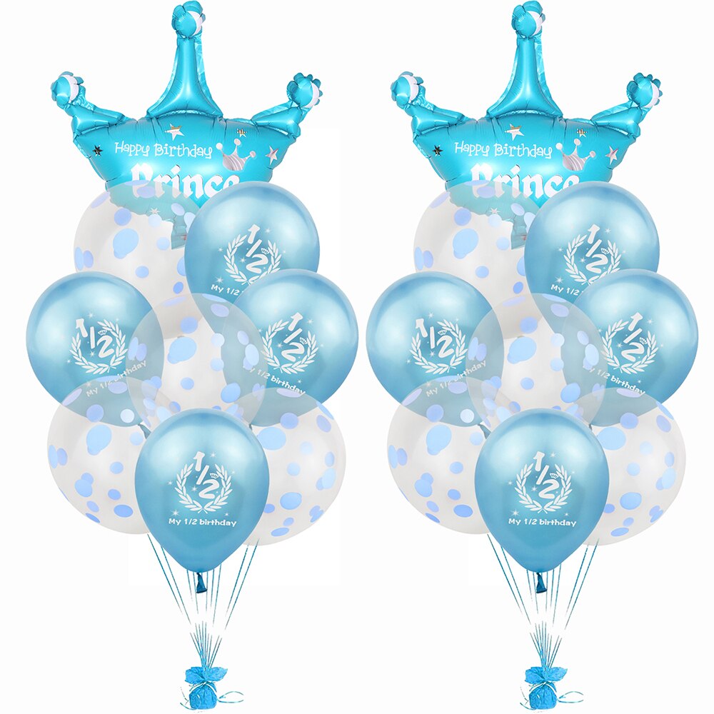 Amawill Half Birthday Party It's My 1/2 Birthday Banner Pink Blue Latex Balloons 6 Months Baby Shower Girl Boy Decorations 7D: 12