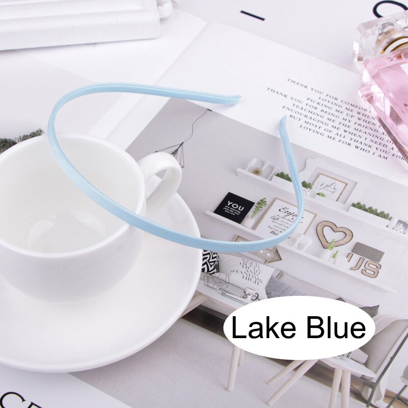 10 sztuk zwykły stałe 5MM satynowa pokryte żywicy Hairbands ze stali nierdzewnej pałąk akcesoria do włosów dla dorosłych dzieci prezent: lake blue