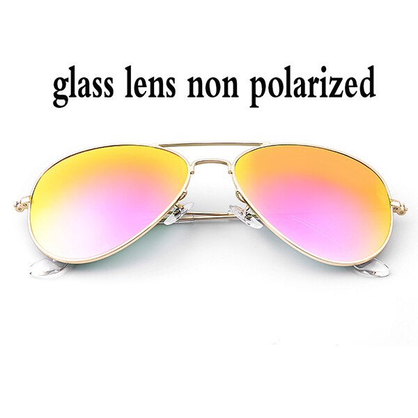 Boloban 3026 gepolariseerde zonnebril heren dames 60mm pilotenbril met glazen lenzen en spiegel oculos de sol  uv400: Roze glas