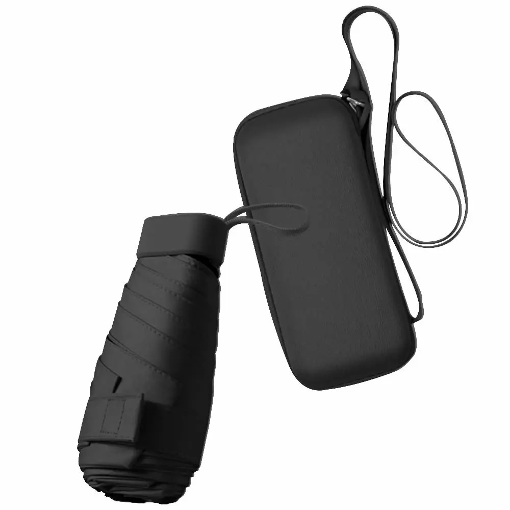 Mini-Reise-Sonnenschirm für Geldbörse mit Etui, kleiner kompakter UV-Regenschirm für Sonne und Regen, leicht und tragbar, winddichter Sonnenschirm