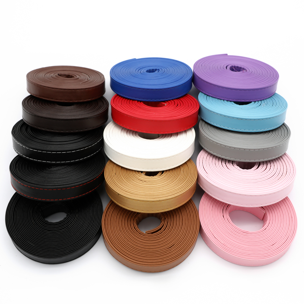 Correa trenzada de piel sintética para mochila, cordón de cuero PU plano, cuerda para bolso, collar, fabricación de pulseras, 15mm, 2 metros