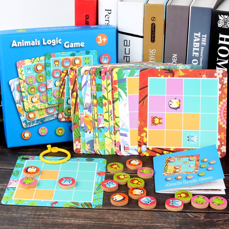 Animal Logic Game Sixteen Square Children 3-6 Years Old Desktop Educational Toys Board Game