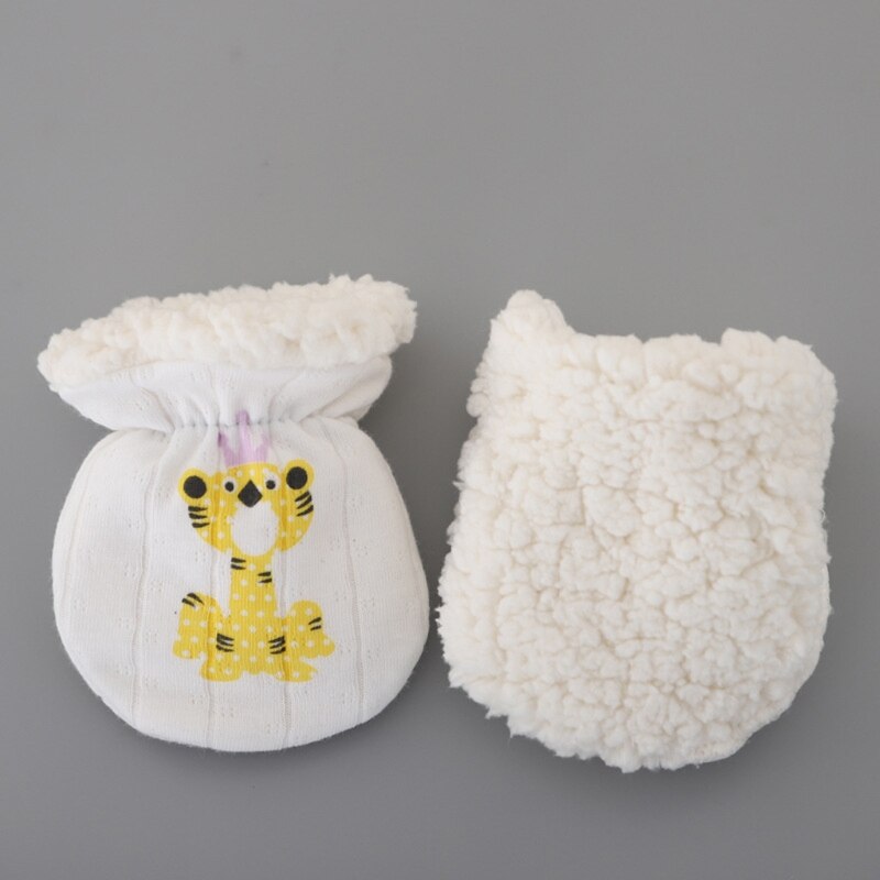 Guantes cálidos de invierno para bebés, manoplas de lana gruesas antiarañazos para niños y niñas de 0 a 6 meses
