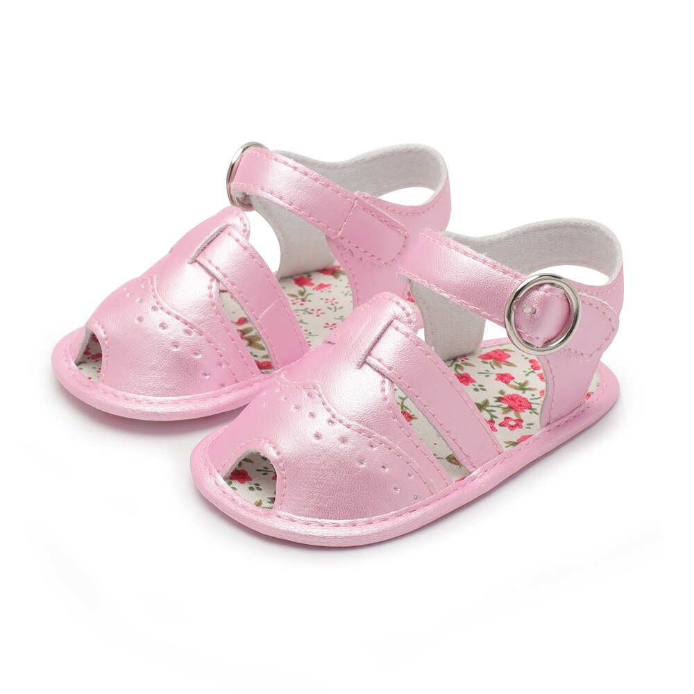 Baby Girl Shoes boy Sandals Toddler Infant PU Soft sole peep-toe Flower Outdoor walking First walkers Summer shoes for girl: Pink / 0-6 Months