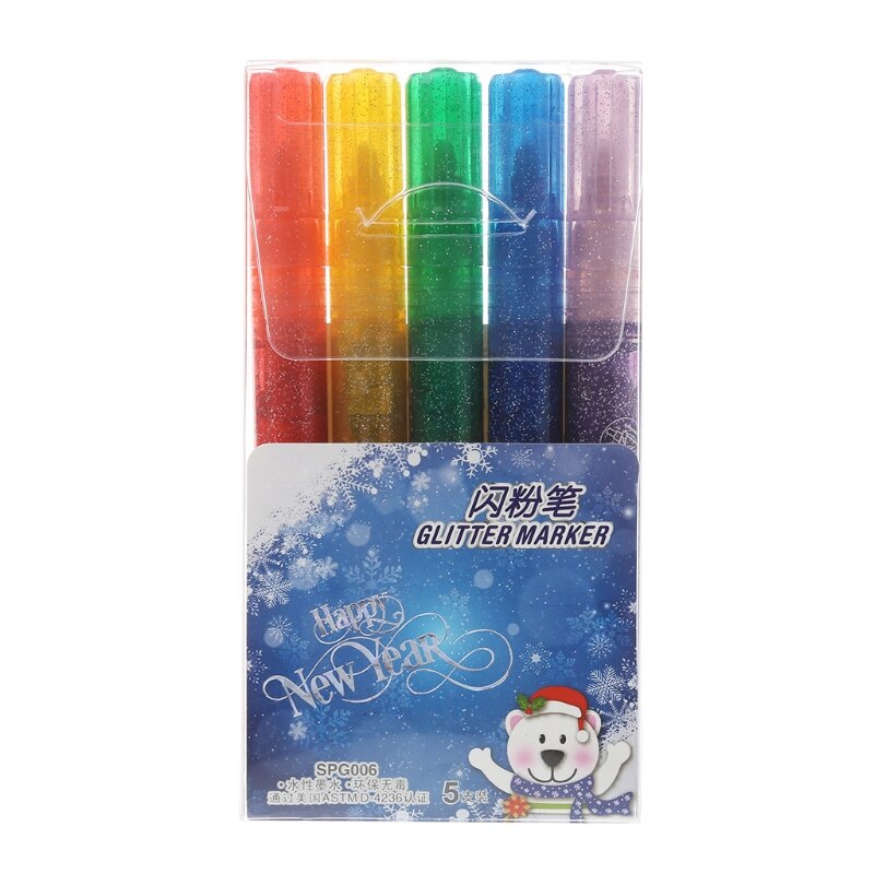 5Pcs Magic Glitter Marker Pen Heldere Fonkelende Kleur Tekening Schilderen Briefpapier