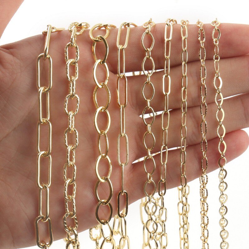1 Meter Koper Oval Link Chain Paperclip Vierkante Kabel Ketting Armband Kettingen Bevindingen Voor Sieraden Maken Levert Accessoires