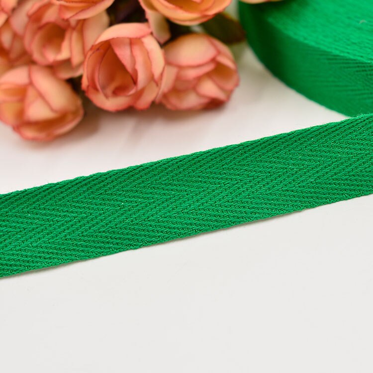 45M Meetee 2cm Herringbone Pattern Cotton Webbing Tape High Tenacity Bag Lable Ribbons Sewing Tapes Bias Binding DIY Accessories: Green