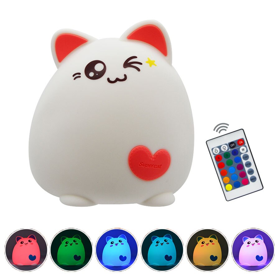 Silicone Touch Sensor LED Night Light USB Rechargeable Animal Bedroom Beside Night Lamps For Baby Children Kids Desk Lamp: Pink Cat