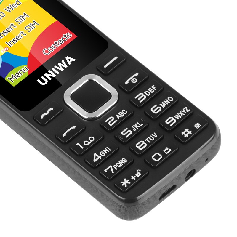 Uniwa E1801 ミニ携帯電話デュアル sim 2 グラム gsm SC6531E バー機能 800 mah 0.08MP 学生のための長老バイブレータートーチ携帯電話