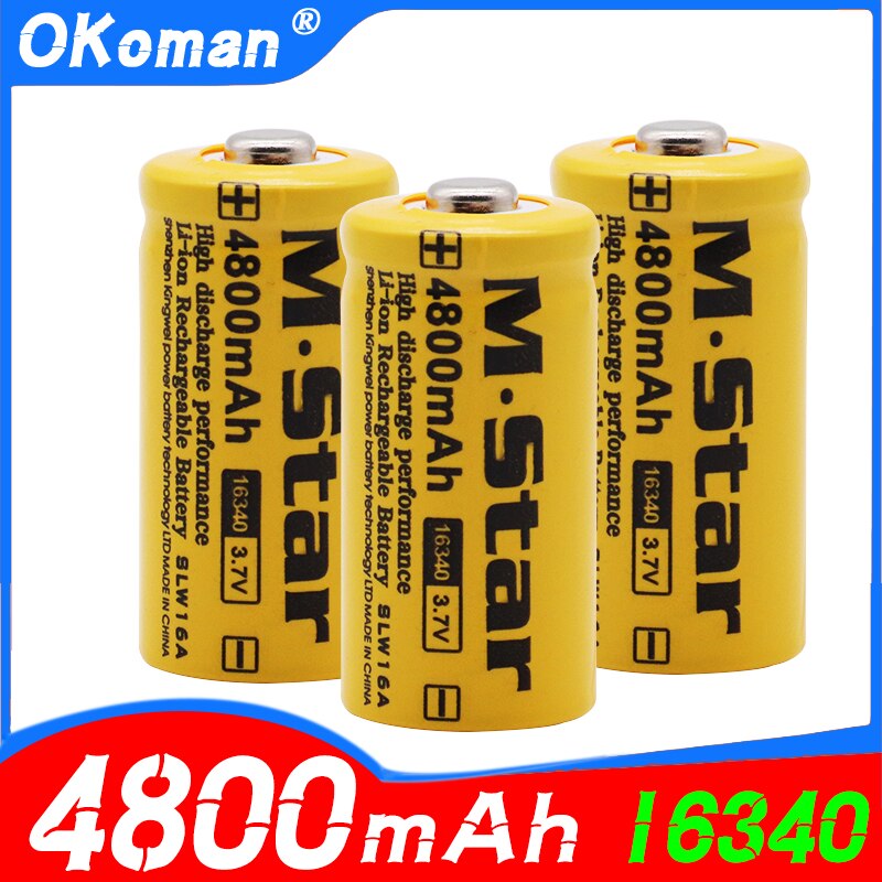 Hohe kapazität 4800mah 3,7 V Li-Ion 16340 Batterien CR123A Batterie Für LED Taschenlampe Für 16340 CR123A Batterie