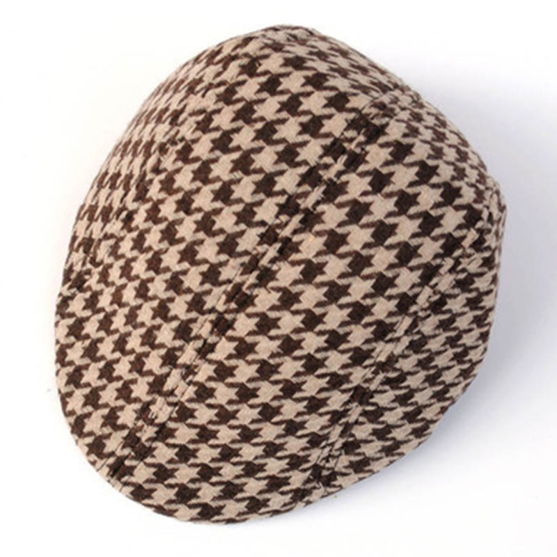 Klassisk gitterlinne bomullsberet hatt vår vinter mössa bekväm andas mössa för barn barn pojke 25*19*11cm