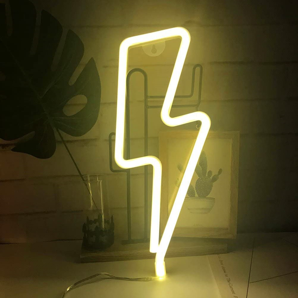 Neonlys lightning led neon vegglys batteri og usb drevet lyn neon lys til hjemmet barnerom bar fest bryllup