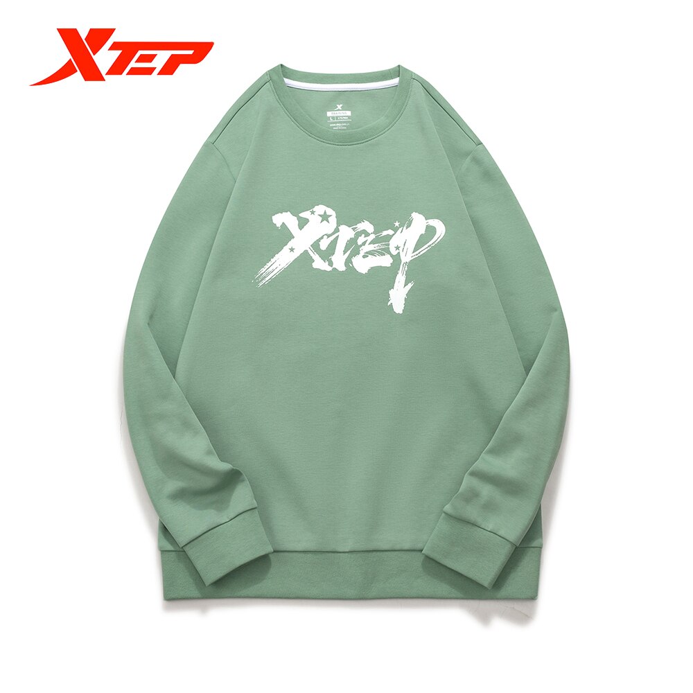 Xtep Sportswear Men&#39;s Clothes Round Neck Long Sleeve Casual Sportswear Outdoor Sport Clothes 879329920115: S / green