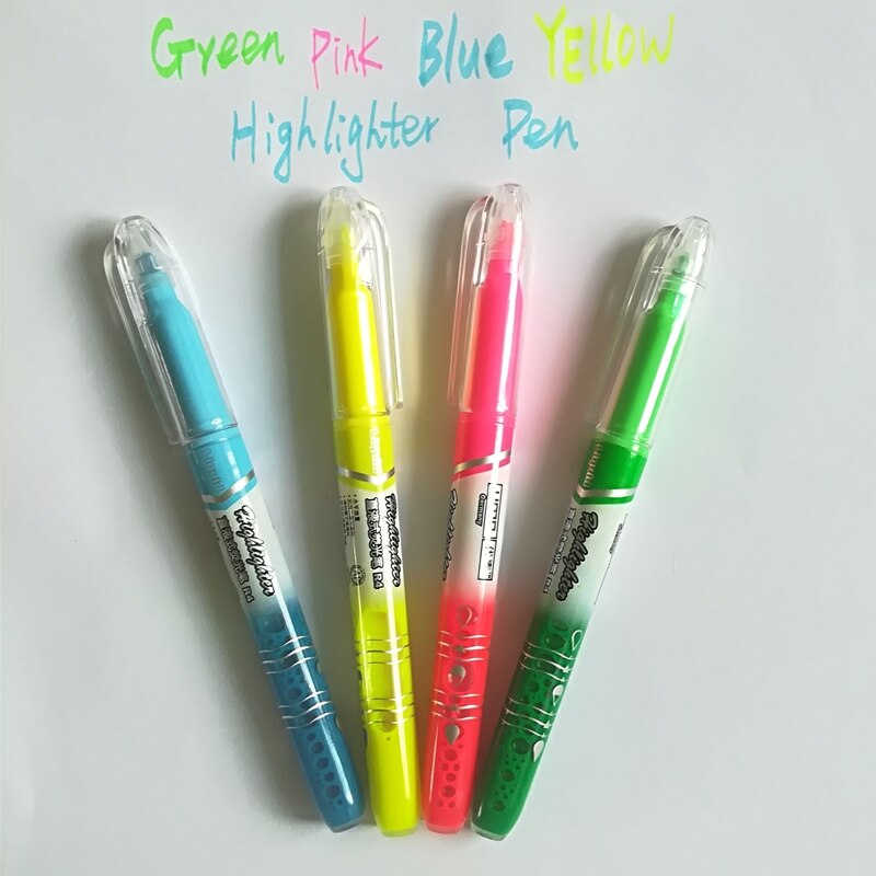 Stationery 4Pcs/set Highlighters Refillable Pastel Highlighter Pen Fluorescence Markers For Journaling School Office Supplies: 4 Colors each1