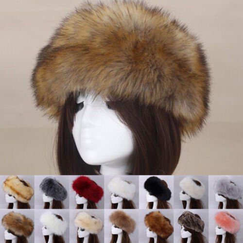 Winter Thick Furry Hairband Fluffy Russian Faux Fur Women Girl Fur Headband Hat Winter Outdoor Earwarmer Ski Hats