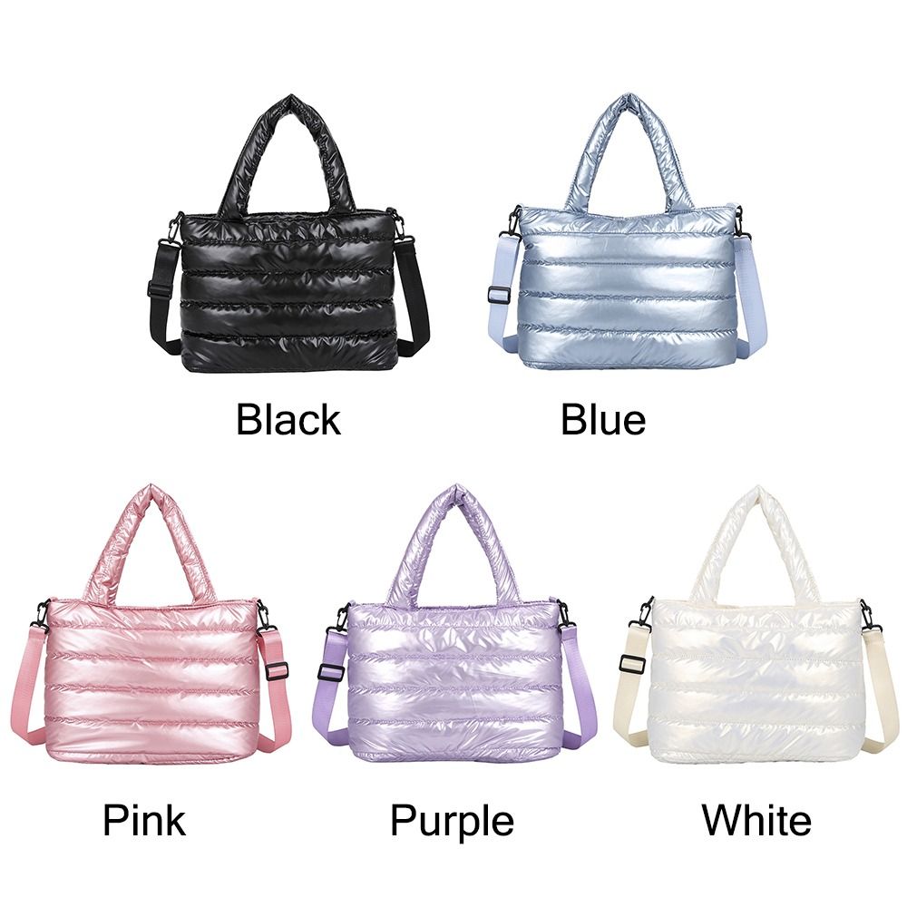 Puffer-taske til kvinder, quiltet, puffy håndtaske, letvægts, polstret skuldertaske med dunpolstring, crossbody-håndtaske med dunpolstring