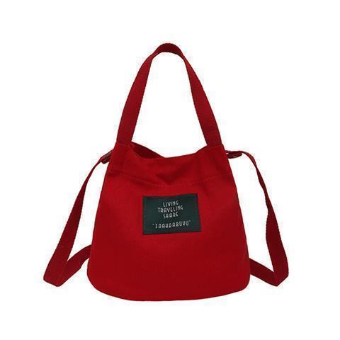 Canvas Bag Female Korean Style Totes Messenger Bag Casual Small Mini Handbag Shoulder Bags Female Bucket Bag Handbags Women Bags: Red