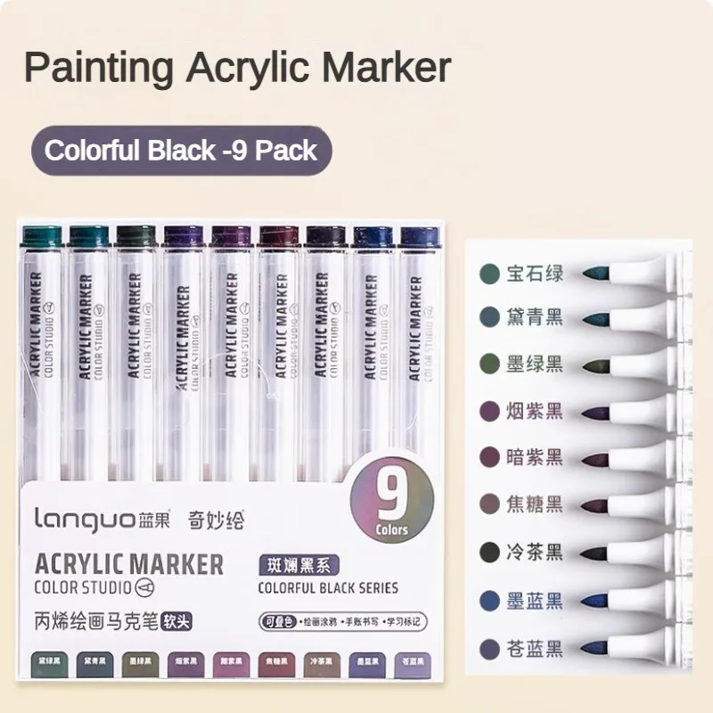Bolígrafos de pintura acrílica de 9/162 colores, pincel marcador para pintura en roca, piedra, cerámica, vidrio, madera, lienzo, suministros de Arte DIY, papelería