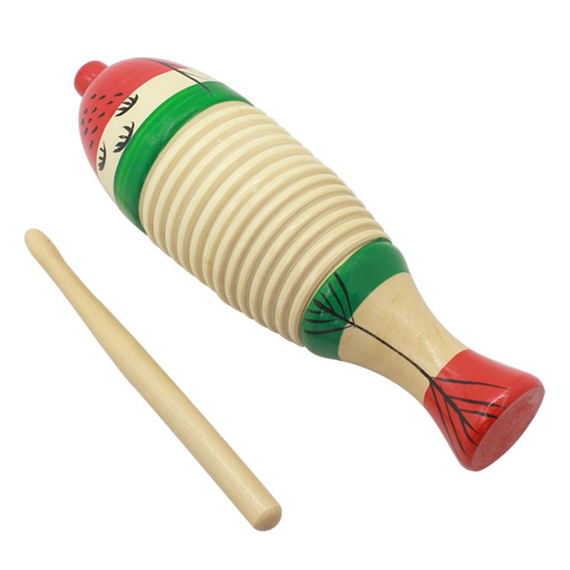 1 sæt træinstrument chic sikker roman musikalsk legetøj fisk percussion uddannelsesinstrument lydrør